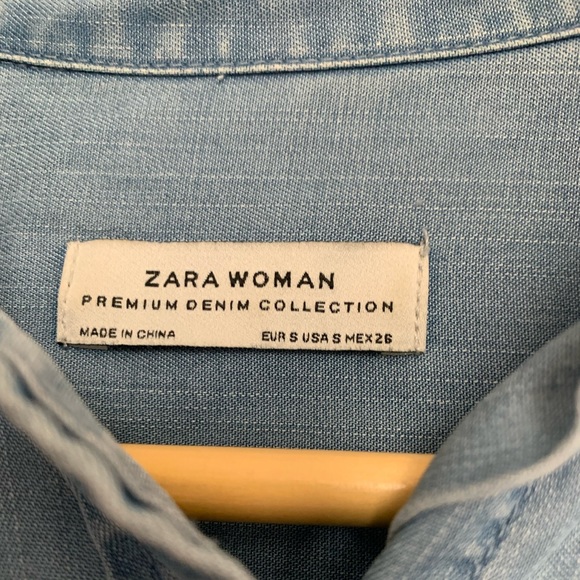 Zara Premium Denim Embroidered Blouse - Picture 3 of 6